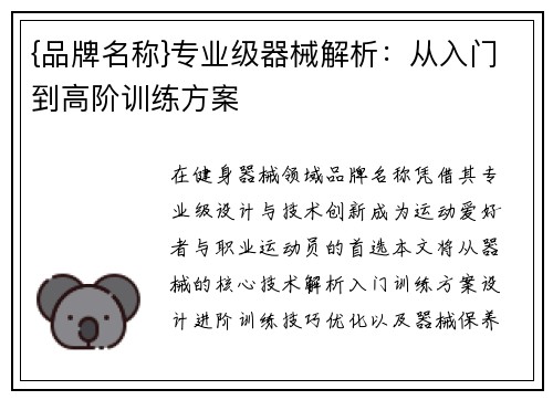 {品牌名称}专业级器械解析：从入门到高阶训练方案